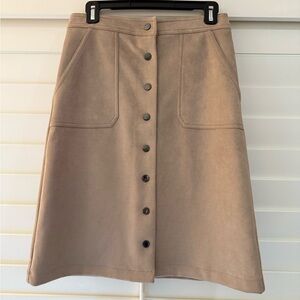 Tahari Tan A-Line Skirt with Button Front